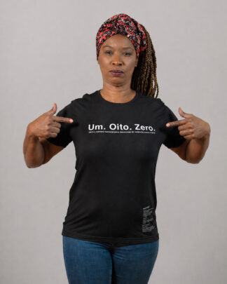 Camiseta Preta Um. Oito. Zero.